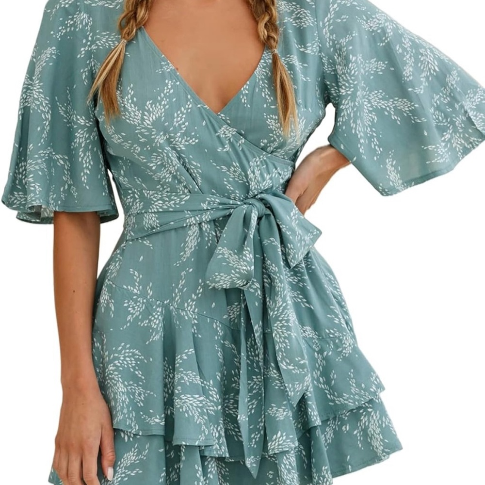 Elegant Teal Wrap Romper